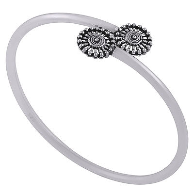Stunning Chakra with Rawa Work Around Plain 925 Sterling Solid Silver Bangle - R4700255-271