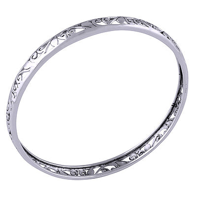 Authentic Jali work Around Round 925 Sterling Solid Silver Bangle - R4700260-5