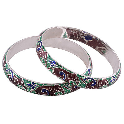 925 Sterling Silver Plain Meena Bangle - R4700267-43