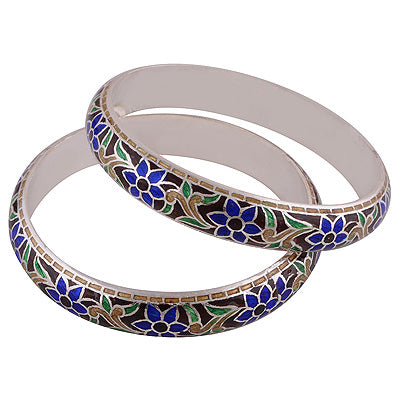 925 Sterling Silver Plain Meena Bangle - R4700267-67