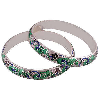 925 Sterling Silver Plain Meena Bangle - R4700267-68
