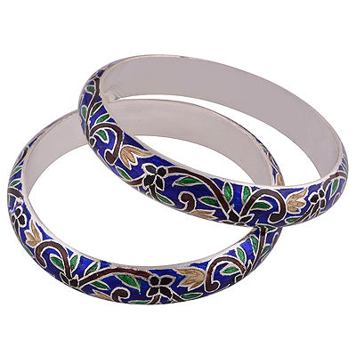 925 Sterling Silver Plain Meena Bangle - R4700267-72