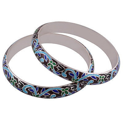 925 Sterling Silver Plain Meena Bangle - R4700267-74