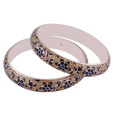 925 Sterling Silver Plain Meena Bangle - R4700267-76