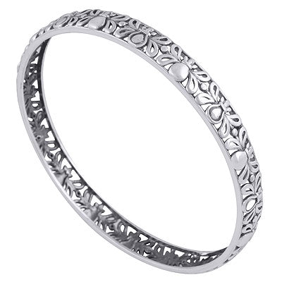 Stunning Handcrafted Cut Work Around Plain 925 Sterling Solid Silver Bangles - R4700338-1