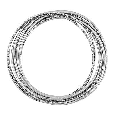 Multi Layered Distinctive Textured Finish Plain 925 Sterling Solid Silver Bangles - R4700351-1