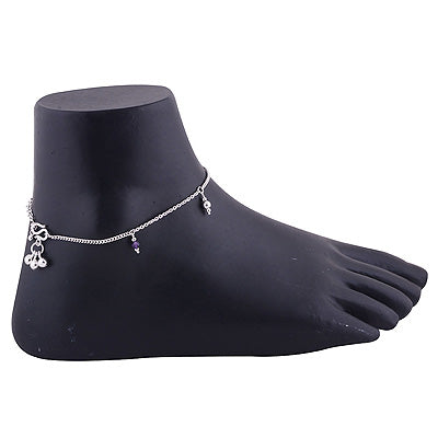 Stunning Beads Amethyst Round Shape 925 Sterling Solid Silver Anklet - R4800017-1
