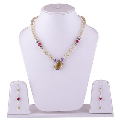 925 Sterling Silver Amethyst,Lemon Topaz,Red Corundum Jewellery Set - R5000120-1