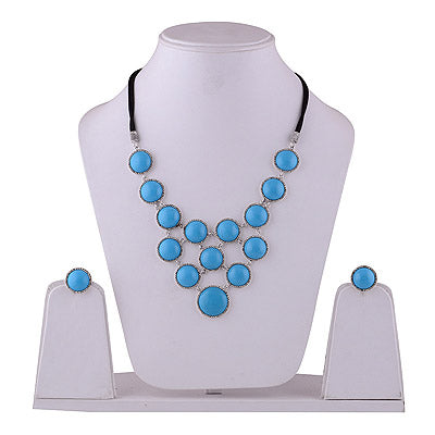925 Sterling Silver Turquoise, Marcasite Jewellery Set - R5000192-1