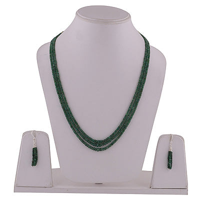 925 Sterling Silver Emerald Jewellery Set - R5000203-22