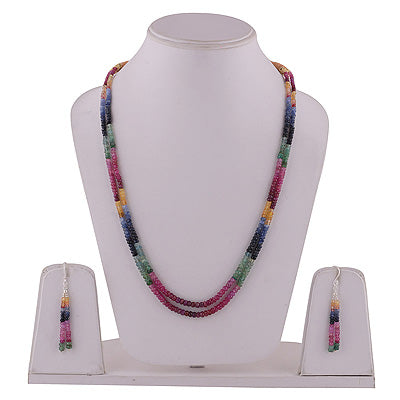 925 Sterling Silver Ruby,Emerald,Blue Sapphire,Sapphire Jewellery Set - R5000203-26