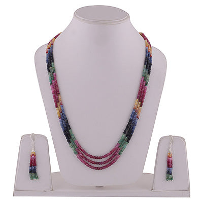 925 Sterling Silver Ruby,Emerald,Blue Sapphire,Sapphire Jewellery Set - R5000203-29