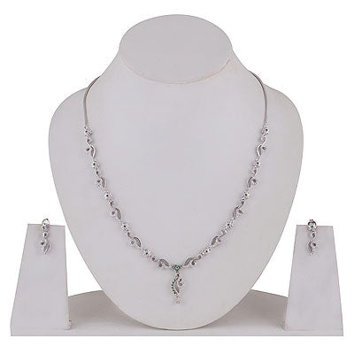 Alluring Multicoloured Gemstone w/ Cubic Zirconia Round Shape 925 Sterling Solid Silver Necklace Sets - R5000205-5