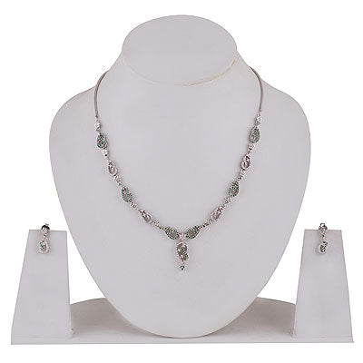 Gorgeous Multicoloured Stone w/ Cubic Zirconia Round Shape 925 Sterling Solid Silver Necklace Sets - R5000205-6