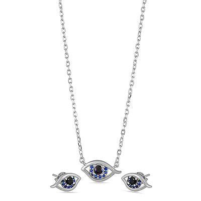 Magnificent Multicoloured Gemstone Cubic Zirconia Round Shape 925 Sterling Solid Silver Necklace Sets - R5000211-1