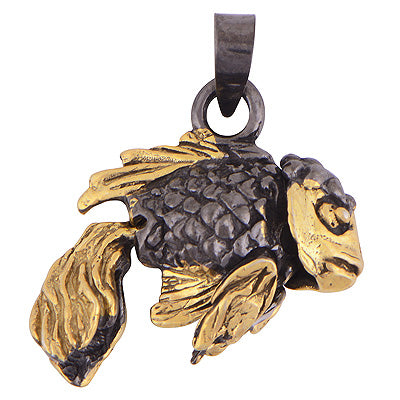 Gorgeous Multicoloured Plated Fish Plain 925 Sterling Solid Silver Pendant - R5002-1