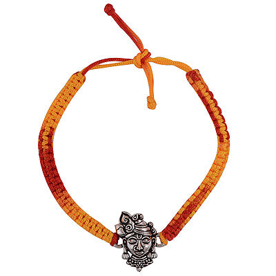 Alluring Lord Krishna Handcrafted Plain 925 Sterling Solid Silver Rakhi Bracelet - R5100034-3