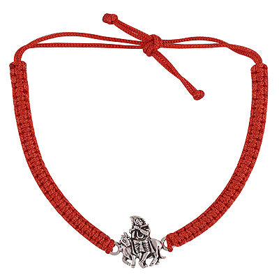 Stunning Lord Krishna with Cow Plain 925 Sterling Solid Silver Rakhi Bracelet - R5100034-6