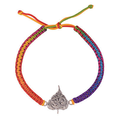 Alluring OM Embossed on leaf Plain 925 Sterling Solid Silver Rakhi Bracelet - R5100036-23