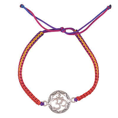 Alluring Om Handcrafted In Multicolor Plain 925 Sterling Solid Silver Rakhi Bracelet - R5100036-26