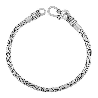 Byzantine Bali Chain Link Plain 925 Sterling Solid Silver Bracelet - R5400093-1
