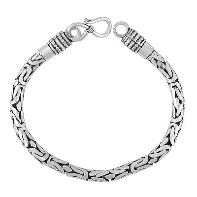 Byzantine Bali Chain Link Plain 925 Sterling Solid Silver Bracelet - R5400093-4