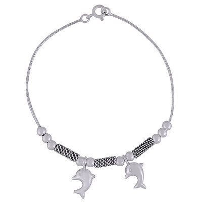 Stunning Dolphin Charms Plain 925 Sterling Solid Silver Bracelet - R5400191-1