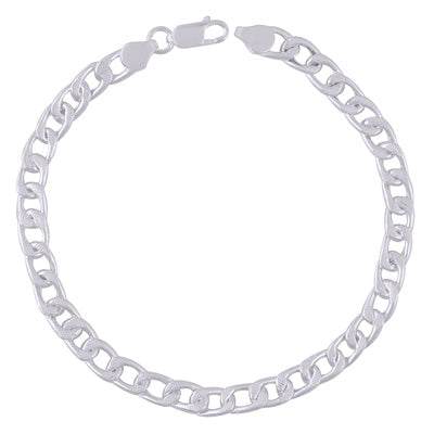 Gorgeous Textured Cable Chain Plain 925 Sterling Solid Silver Bracelet - R5400210-12