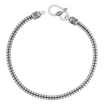 Alluring Oxidised Handcrafted Design Plain 925 Sterling Solid Silver Bracelets - R5400211-1