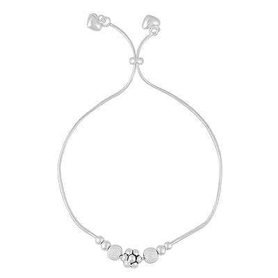 Alluring Handcrafted Flower w/ Beads Plain 925 Sterling Solid Silver Bracelet - R5400224-1