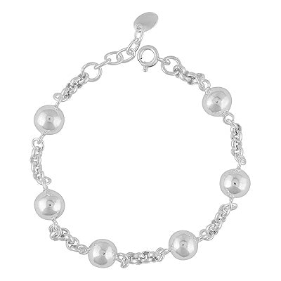 Gorgeous Beads Bolo Pattern Plain 925 Sterling Solid Silver Bracelet - R5400238-5