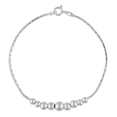 Gorgeous Beads Bolo Pattern Plain 925 Sterling Solid Silver Bracelet - R5400238-6