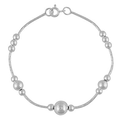 Gorgeous Beads Bolo Pattern Plain 925 Sterling Solid Silver Bracelet - R5400238-8