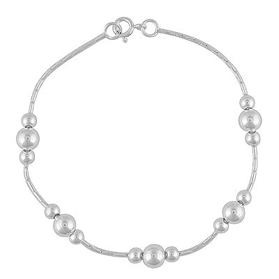 Gorgeous Beads Bolo Pattern Plain 925 Sterling Solid Silver Bracelet - R5400238-9