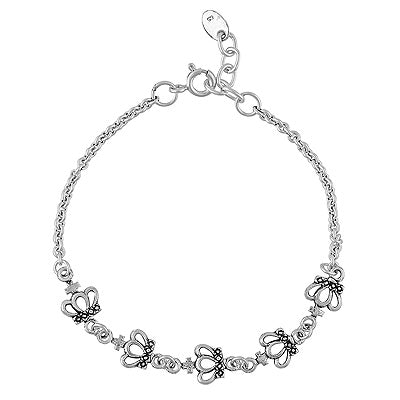 Beautiful Queen Crown Charm Design Plain 925 Sterling Solid Silver Bracelet - R5400239-4