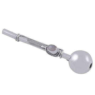 Alluring Rawa & Wire Work Around Rainbow Moonstone Oval Shape 925 Sterling Solid Silver Cocaine Pipe - R5500000-31