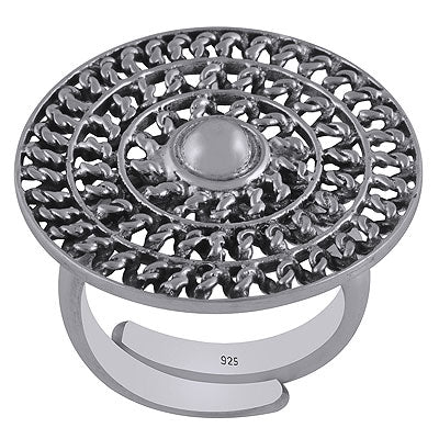 Gorgeous Handcrafted Work Around Plain 925 Sterling Solid Silver Ring - R5600054-1