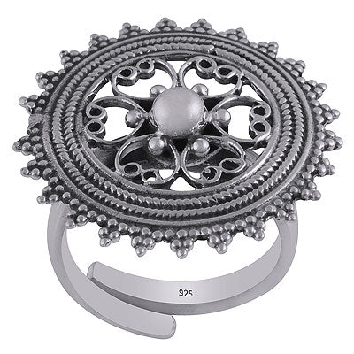Beautiful Rawa Work Around Plain 925 Sterling Solid Silver Ring - R5600056-1