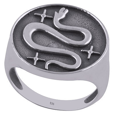 Alluring Embossed Snake Around Plain 925 Sterling Solid Silver Ring - R5600132-2