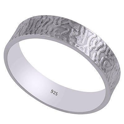 Gorgeous Abstract Texture On Plain 925 Sterling Solid Silver Ring - R5600154-11