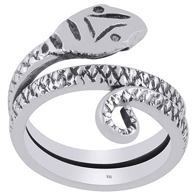 Beautiful Snake knot Oxidised Plain 925 Sterling Solid Silver Ring - R5600335-48