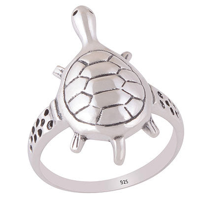 Gorgeous Tortoise Studded on Plain 925 Sterling Solid Silver Ring - R5600365-1