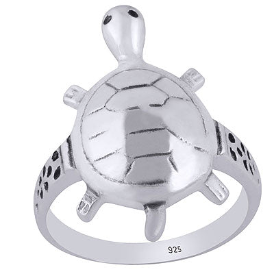 Gorgeous Tortoise Studded on Plain 925 Sterling Solid Silver Ring - R5600365-3