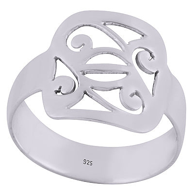 Stunning Jali Cut On Plain Design 925 Sterling Solid Silver Ring - R5600455-1