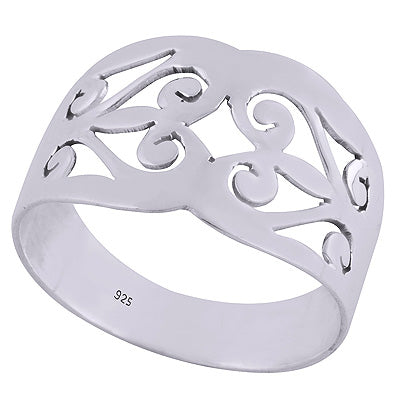 Authentic Jali Cut Around Plain 925 Sterling Solid Silver Ring - R5600458-1