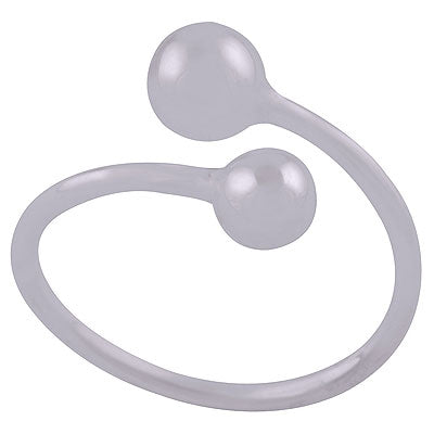 Plain Round Balls End Adjustable 925 Sterling Solid Silver Ring - R5600478-1