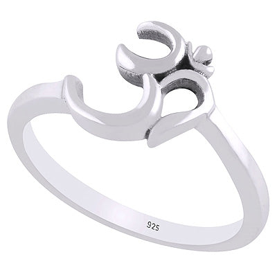 Alluring Om Embossed Around Plain 925 Sterling Solid Silver Rings - R5600497-1