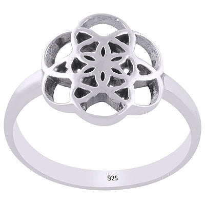 Beautifully Handcrafted Pattern On Plain 925 Sterling Solid Silver Ring - R5600498-1