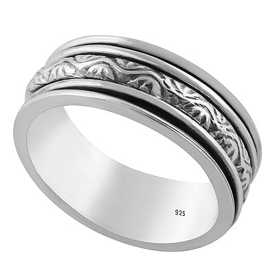 Alluring Spinner Unisex Band Plain (Moving ) 925 Sterling Solid Silver Ring - R5600504-2