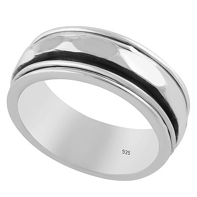 Alluring Spinner Unisex Band Plain (Moving ) 925 Sterling Solid Silver Ring - R5600504-5